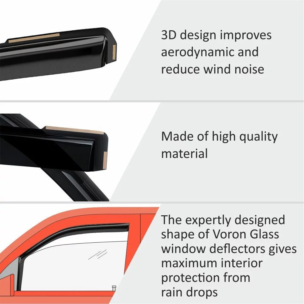 Durable Rain Toyota Guards Sedan, 200521 2020-2024 4 Window Glass Vent Voron Extra Pieces Visors, - Window for Corolla Deflectors, in-Channel