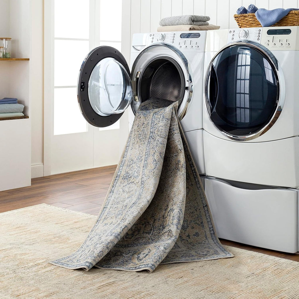 For Room, Machine Rug, Bedroom Blue Traditional X Living (2' Light East Carpet Area Or Rugs, Kitchen Washable) 3', Beige 2X3 Washable