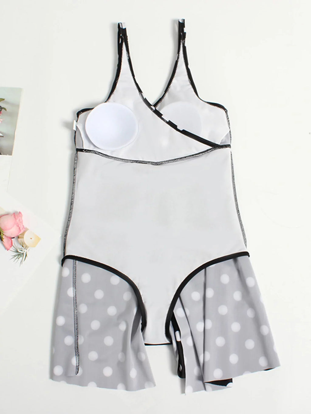 Women Bikini One with Swimwear Shorts Plus Bathing Polka Swimsuit Size for Suit Piece Dot Build-in Dress
