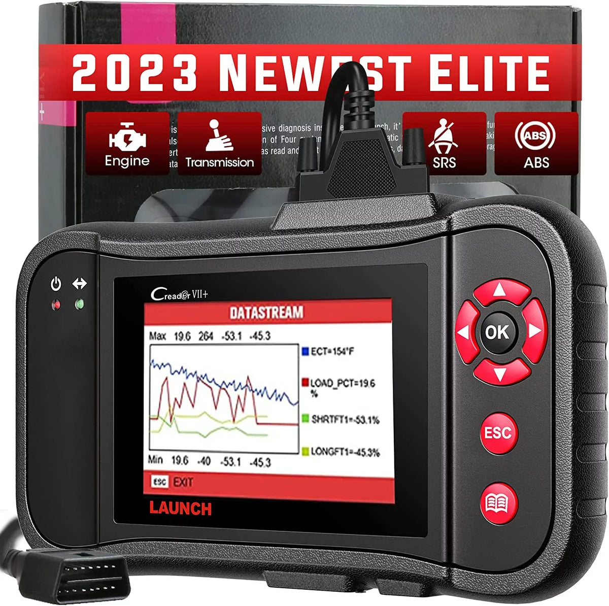 Launch Scanner Diagnostic VII+ Tool Creader Car Scan OBD2 X431 EOBD Reader (CRP123) Code