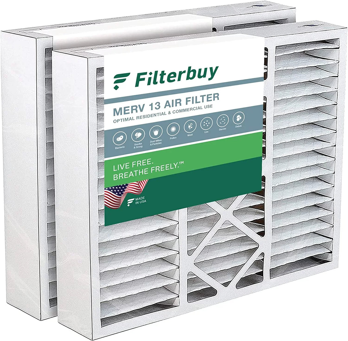 Filterbuy Filters HVAC FC100A1003 AC 13 Pleated Furnace Air MERV (2-Pack) 16x20x5 for Honeywell