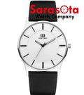 Design Stainless Black Danish Watch Men's White Leather Dial Steel IQ12Q1006