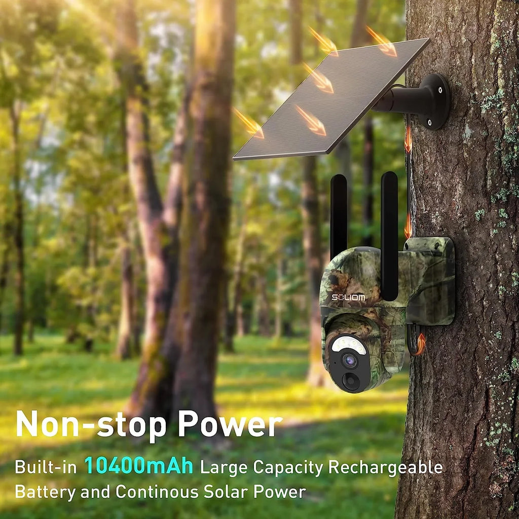 Trial with Camera Card,Wireless 355°View SIM Outdoor Soliom Hunting 3G/4G Tilt Vision Pan with Night LTE Cellular Cameras S50 1080p