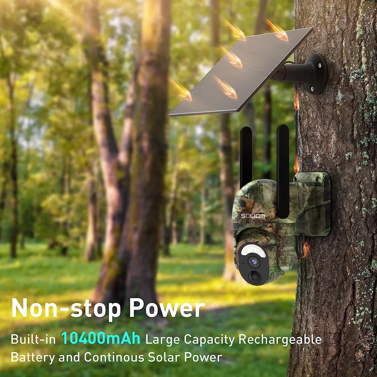 Trial with Camera Card,Wireless 355°View SIM Outdoor Soliom Hunting 3G/4G Tilt Vision Pan with Night LTE Cellular Cameras S50 1080p