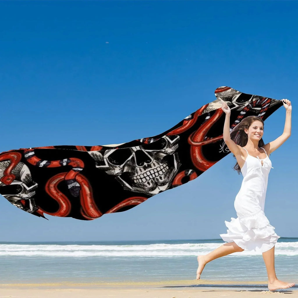And Hyjoy for Neck Snakes Wrap Scarf Women Red Girls Silk Lightweight Skulls Shawl Scarves Long