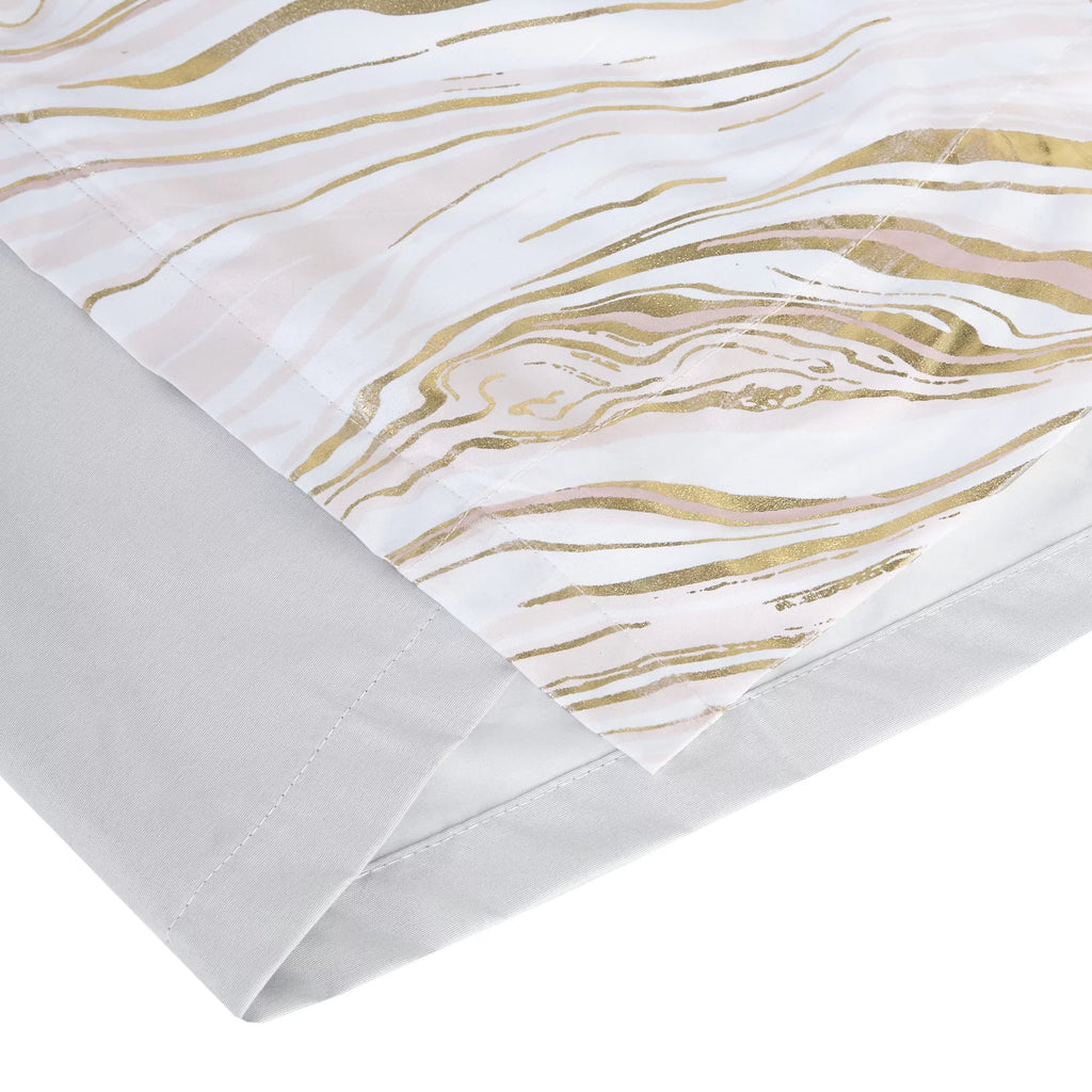 Rebecca Blackout Design Top Total Intelligent Curtain, Metallic Printed Grommet Blush/Gold, Marble 50x84"