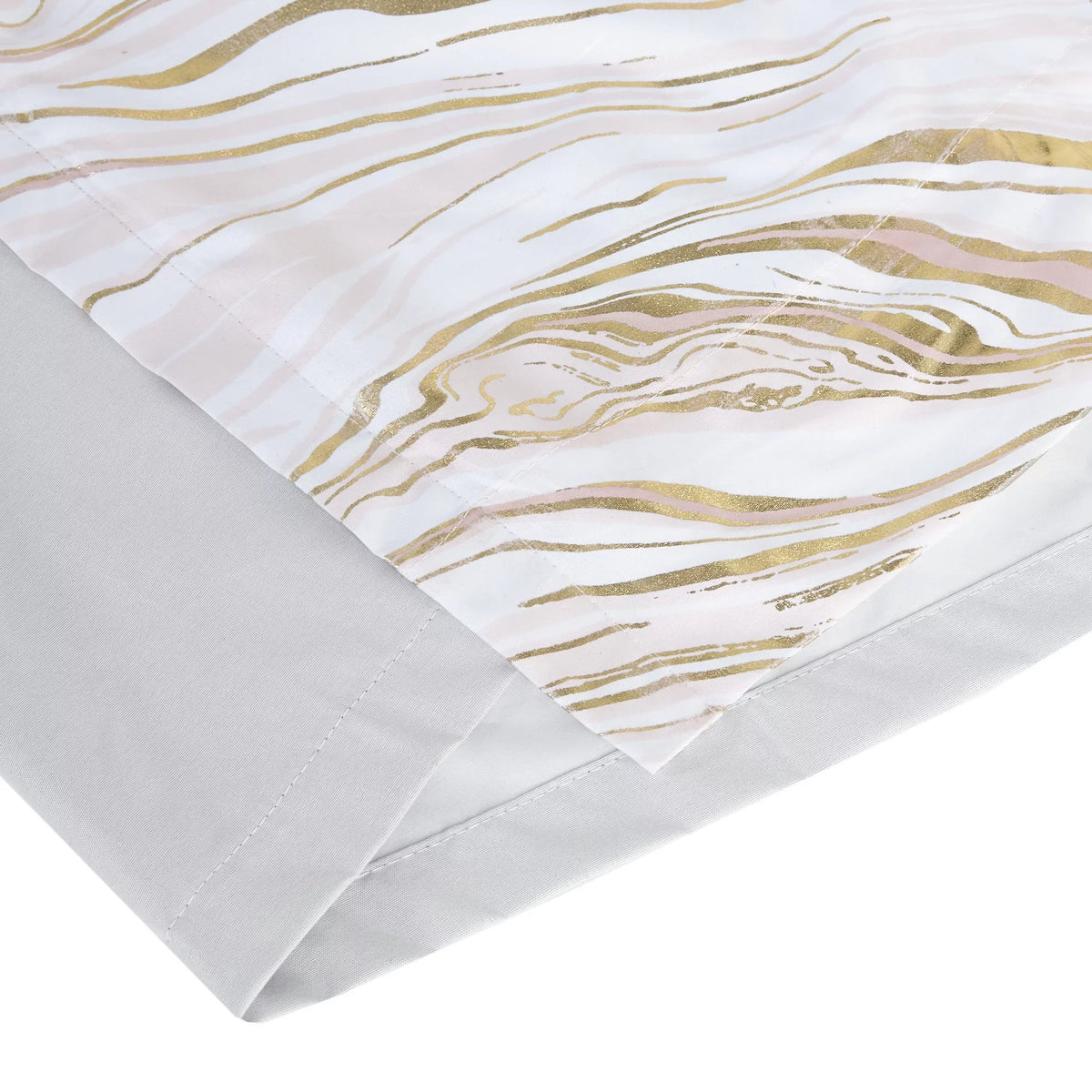 Rebecca Blackout Design Top Total Intelligent Curtain, Metallic Printed Grommet Blush/Gold, Marble 50x84"