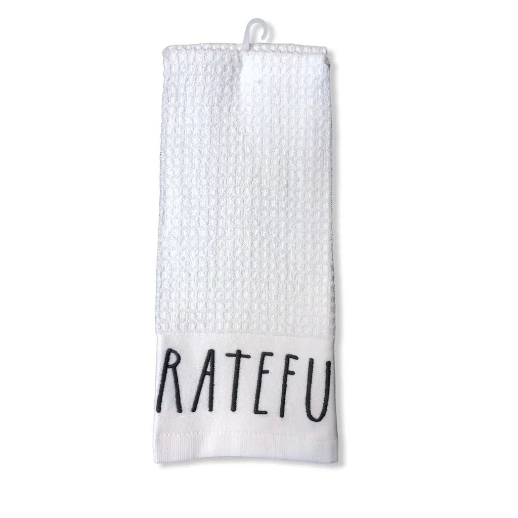 2 Christmas White Rae Towels of Set Kitchen - Dunn GRATEFUL BLESSED