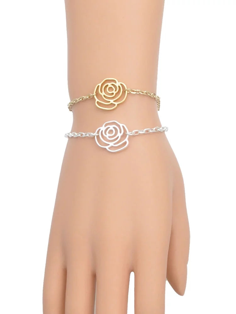 Silvertone Clover Flower Leaf 6.75"+2" Delight with Extender Leaves Link Bracelet, Chain Four Green Silver-tone Heart Jewelry