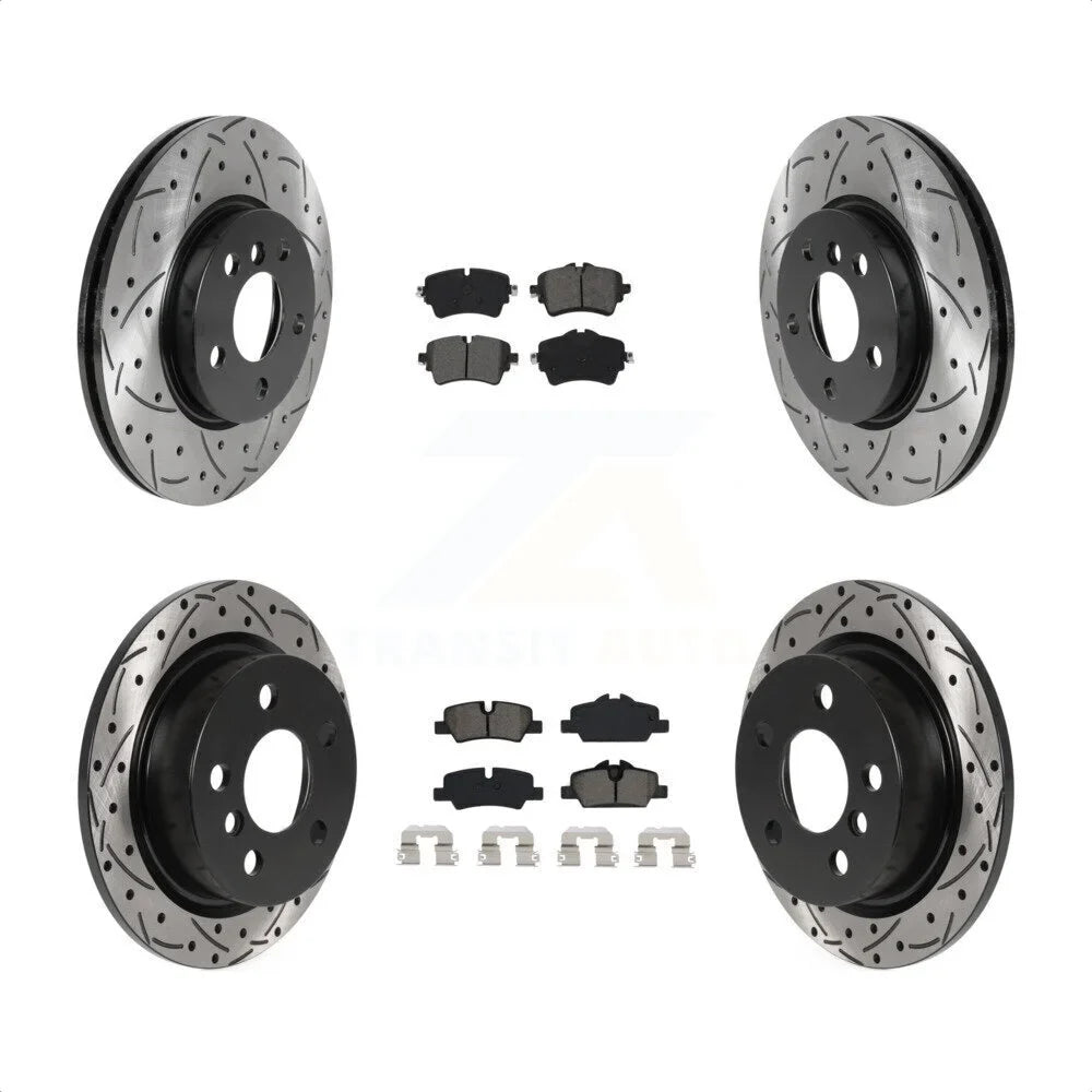 For Drilled Rear - Brake And Rotors Pads Coated Semi-Metallic Mini Front Disc Cooper Kit Slotted Auto KDS-100773 Transit