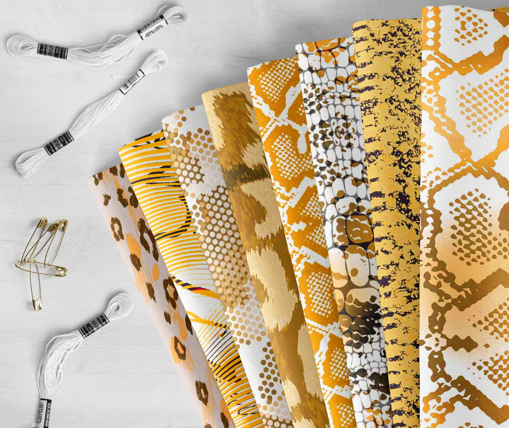(Yellow) Pc Soimoi 22"DIY CottonPre-Cut Fat -Animal SkinPrint Quarter Bundle 18"x Quilting Patchwork-100% Fabric 8