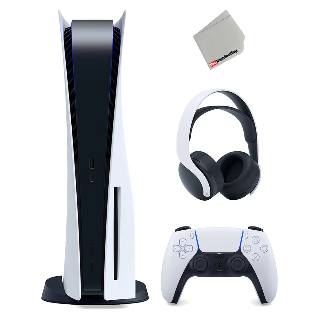 (Japan PULSE Version Disc White Import) Wireless Gaming Console 5 3D Sony Headset Microfiber and Cloth Playstation with