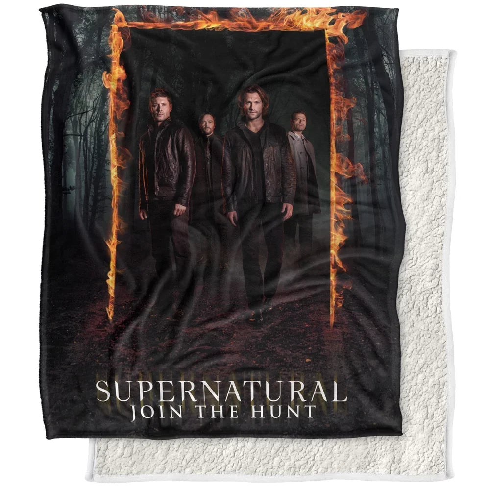 Back Sherpa Frame Silky Soft Fire Supernatural Blanket, Super 50*60inch, LOGOVISION Touch Blanket Throw