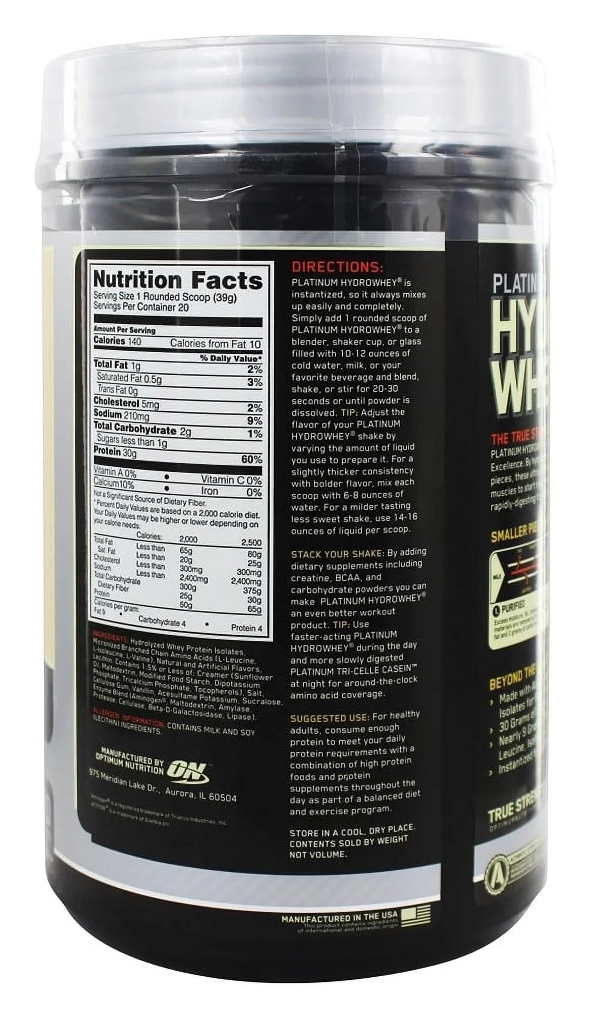 Whey, Optimum Whey 1.75 lb Platinum Hydro Hydro Nutrition