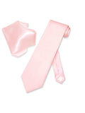 SILK Neck Tie 100% Handkerchief Solid Men's Color Biagio NeckTie LIGHT PINK Set