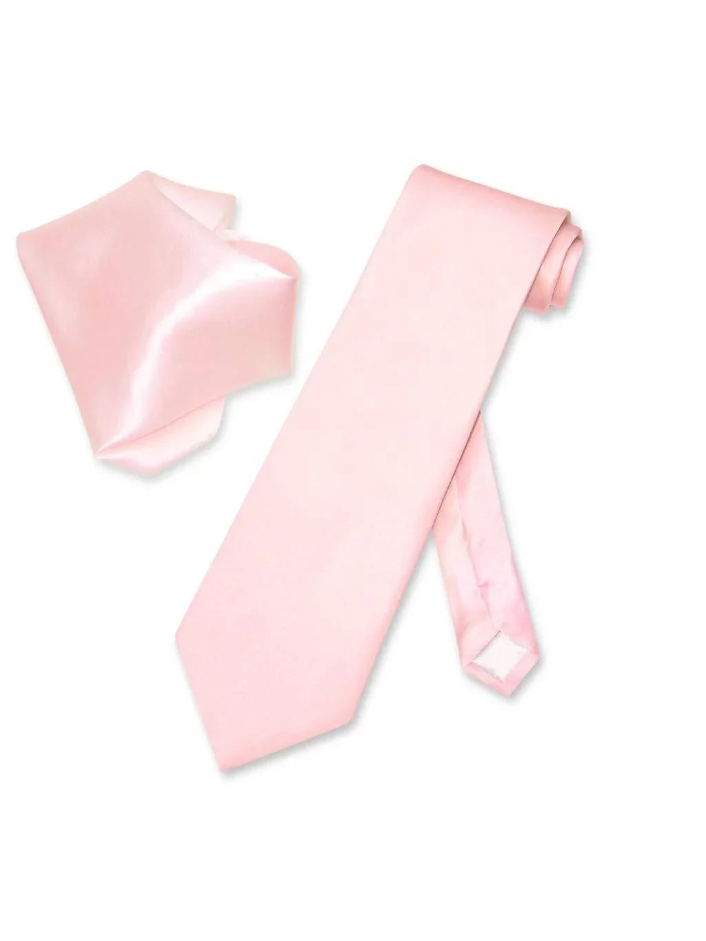 SILK Neck Tie 100% Handkerchief Solid Men's Color Biagio NeckTie LIGHT PINK Set