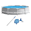 10' 30" and Ground INTEX Maintenance Swimming Prism Pool x Frame Kit Above