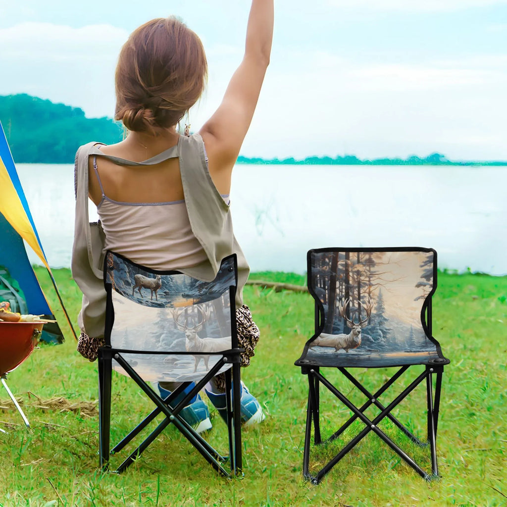 Chair Bag with Chair Folding Portable Beach in Forest Kids Lawn for Outdoor Winter Small Fishing Chair Carry Camping Chair Deer
