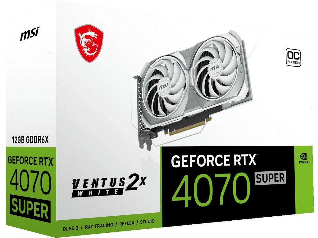 RTX Express ATX 12G 4.0 SUPER 2X Video VENTUS MSI RTX GDDR6X PCI GeForce 4070 Card Ventus 4070 WHITE 12GB OC SUPER