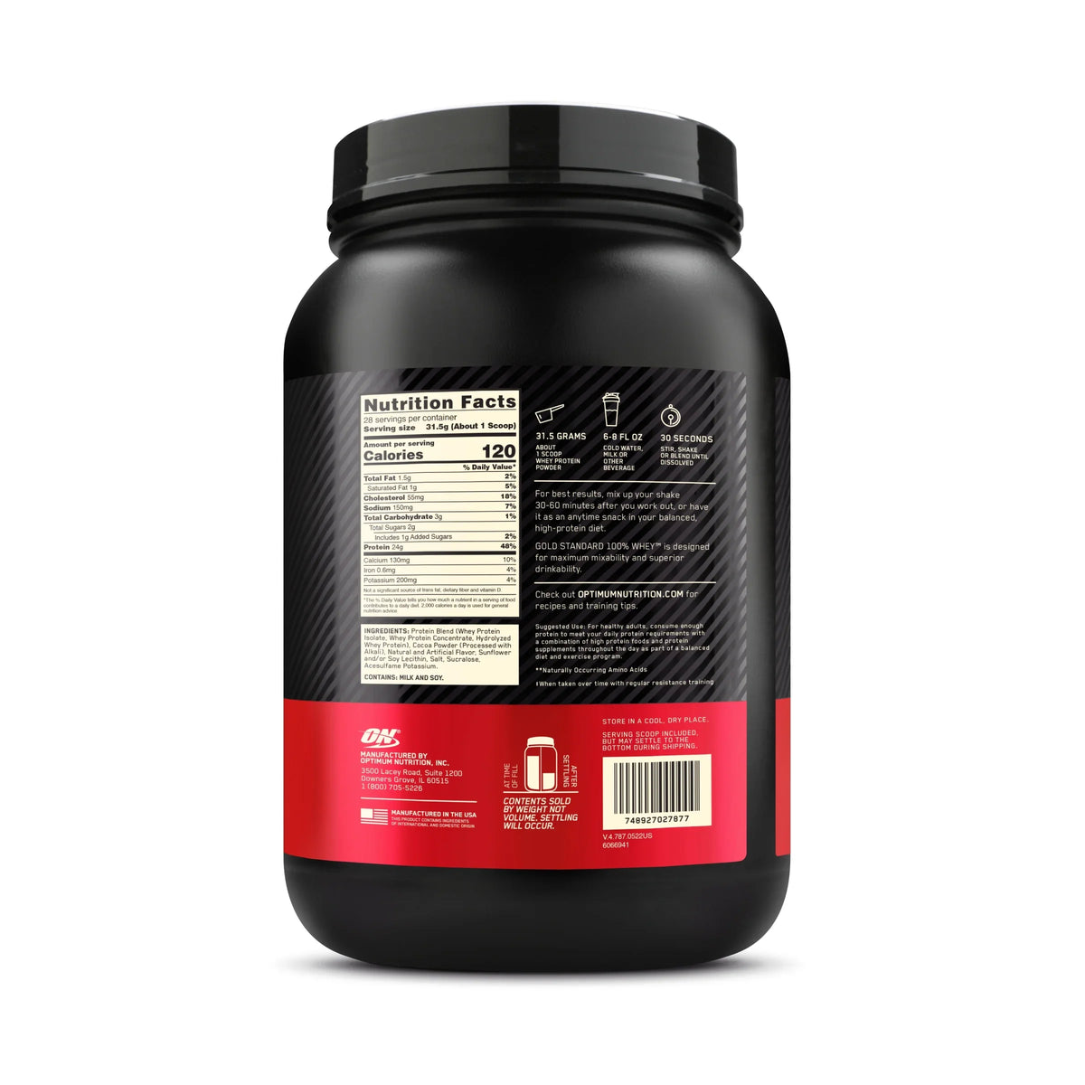 100% Standard Gold 28 Powder, Whey Road, Nutrition, 2 Servings Rocky lb, Optimum Protein