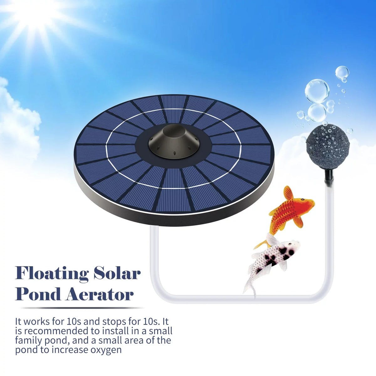 Pond Circulation Stone Pond FishOxygenator Aerator and Birdbath Small With Solar Aerator Pond Pump Arealer Hose for Air Bubble Fountain