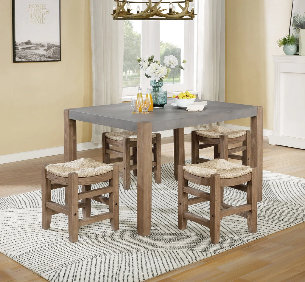 Wood Stools Alaterre of Set 18"H Rush with Two Newport Seats