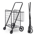 Black Utility Basket Book Grocery Wheels Laundry with ZENY Shopping Luggage Double and for Folding Cart Travel,