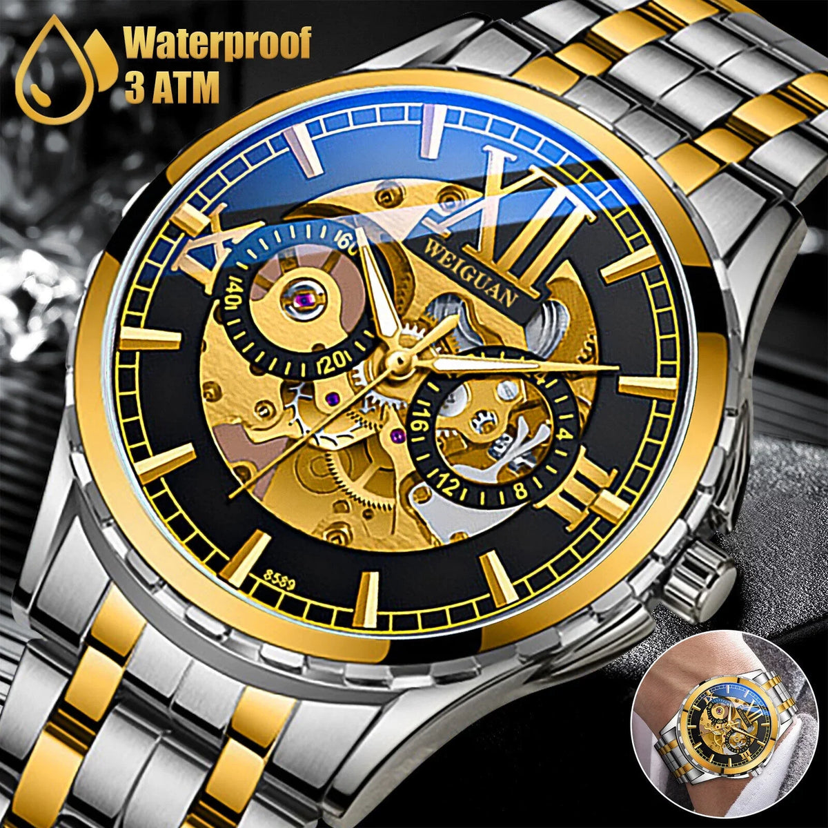 Skeleton Steel Hollow Luxury Men's Stainless Watch Mechanical Business Automatic