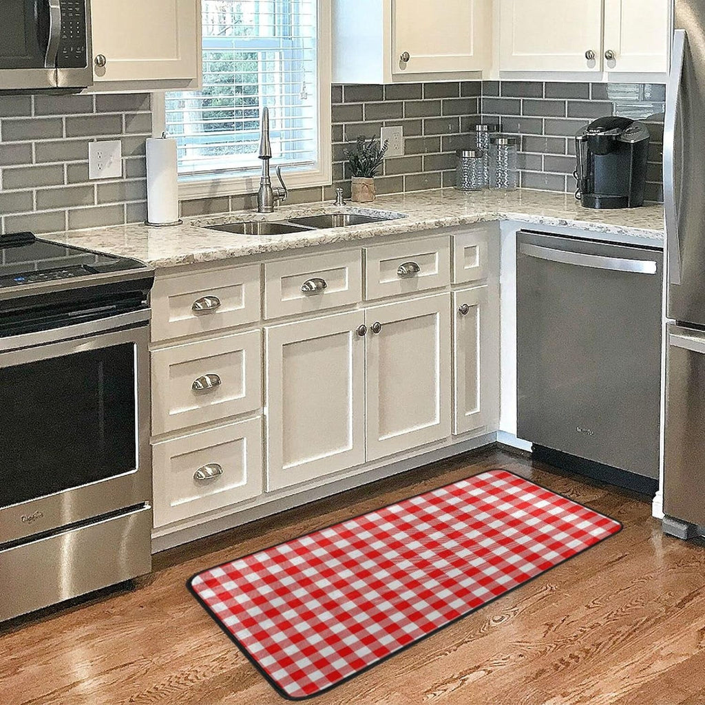 20 Rug Washroom Anti-Fatigue Kitchen Non Kitchen Mat Slip Kitchen Mat Washable 39 Plaid Rug Bestwell Floor and Bedroom White inch x Red Waterproof Sink Comfort for