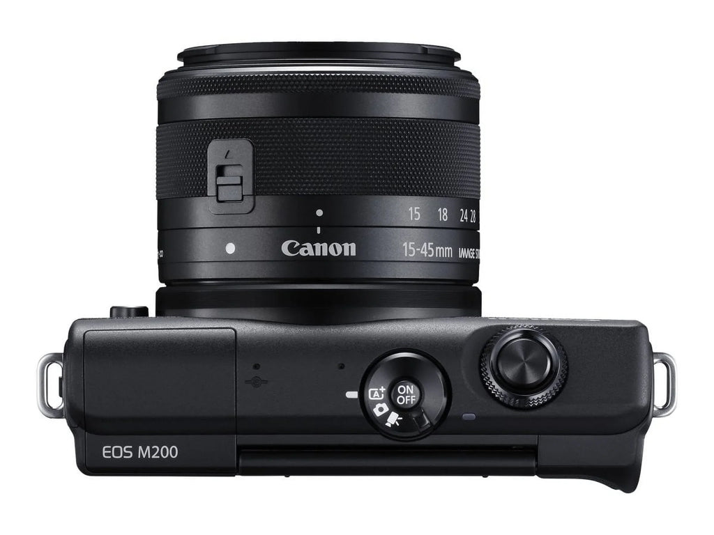 '- Digital 15-45mm APS-C - - - - 3x optical 25 / camera Canon - EF-M M200 24.1 IS - mirrorless lens EOS STM black Bluetooth fps zoom - Wi-Fi, 4K MP