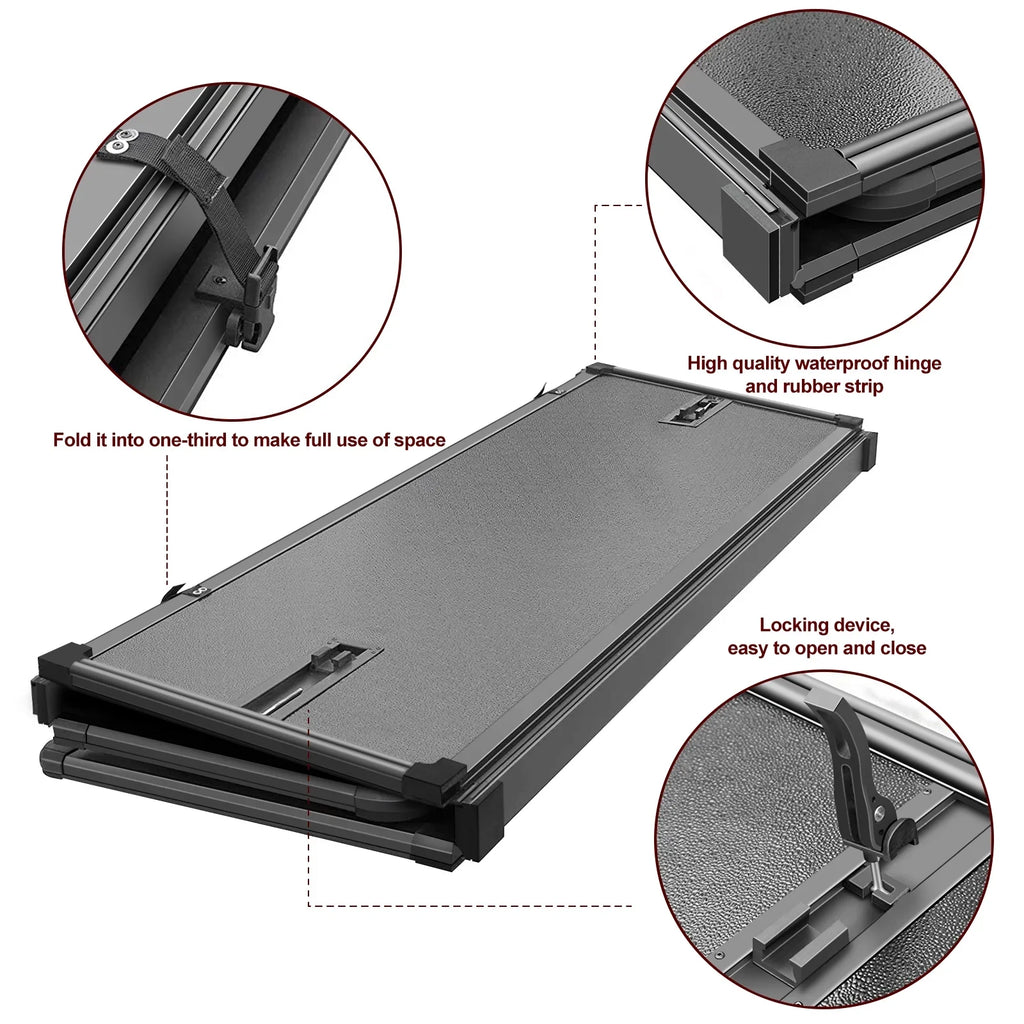 Professional Tri-Fold Deckrail 3500 System 6.4ft | 2500 FRP | Ram (74.6in) 2003-2024 Bed Bed Without Cover Kikito for Truck Hard & Rambox Tonneau 1500