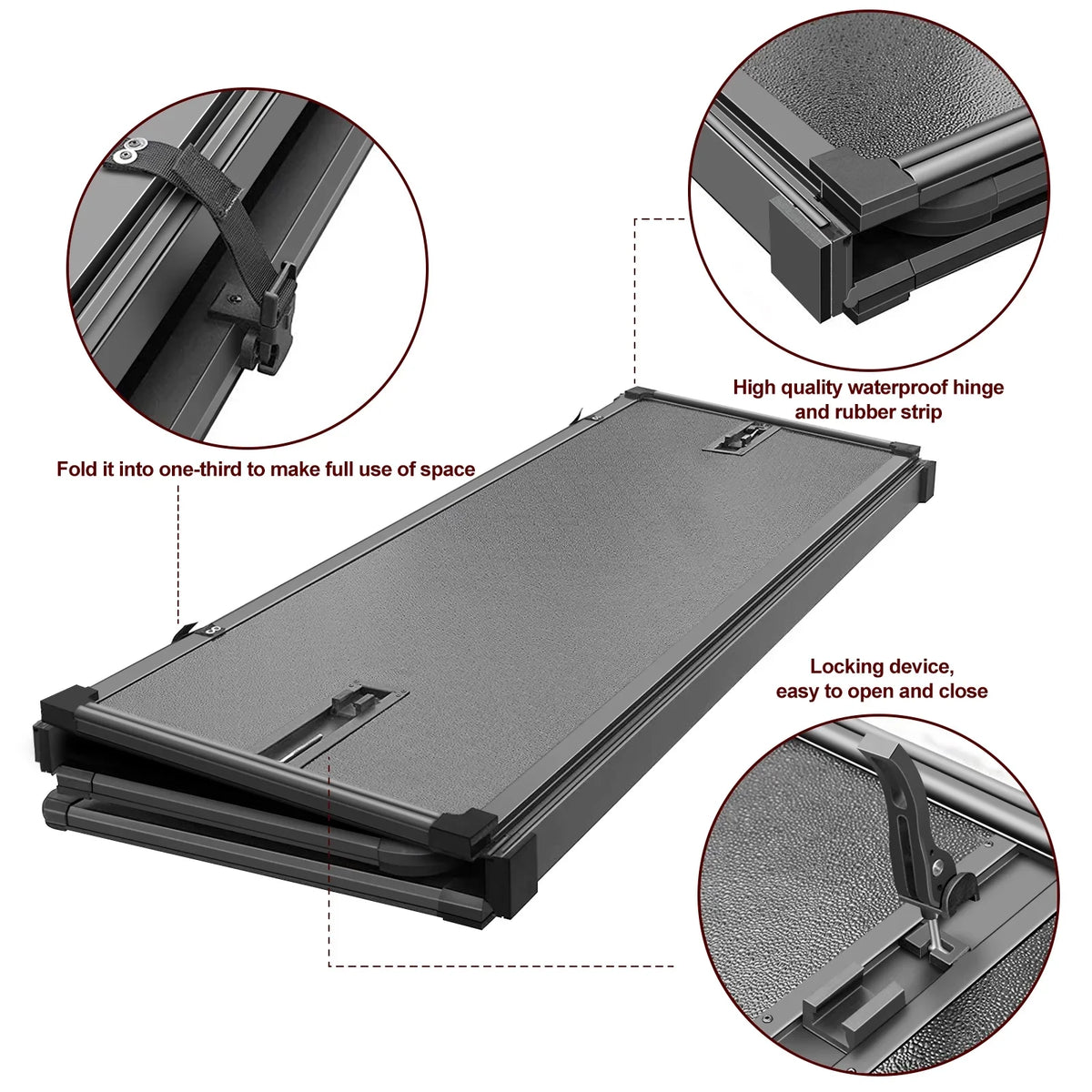 Professional Tri-Fold Deckrail 3500 System 6.4ft | 2500 FRP | Ram (74.6in) 2003-2024 Bed Bed Without Cover Kikito for Truck Hard & Rambox Tonneau 1500