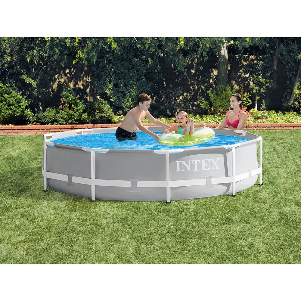 10' 30" and Ground INTEX Maintenance Swimming Prism Pool x Frame Kit Above