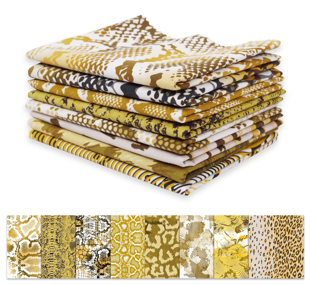 (Yellow) Pc Soimoi 22"DIY CottonPre-Cut Fat -Animal SkinPrint Quarter Bundle 18"x Quilting Patchwork-100% Fabric 8