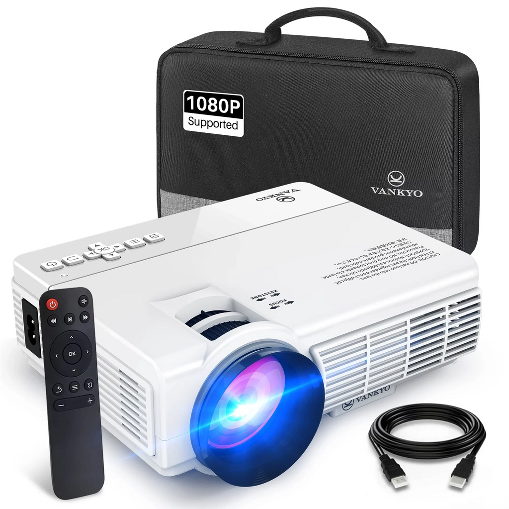 Portable LED TV PS4, 65000 USB Life, Support Hours Mini AV Display, 3 Projector TF, Leisure 1080P Lamp and Stick, Supported VGA, HDMI, Projector (White) VANKYO with Compatible 200'' with