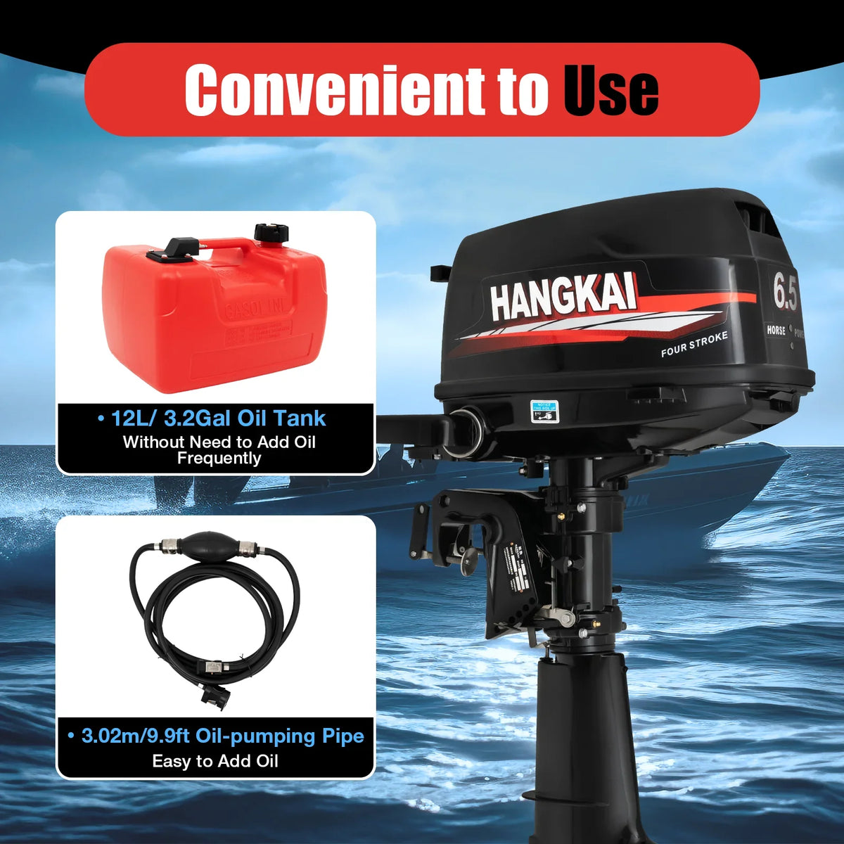 Cylinder Ignition Max Motor Cooling System Water Single 6.5HP 6000r/min 123CC with Duty & Outboard Boat Anqidi Engine Stroke 4 CDI Control Tiller Heavy