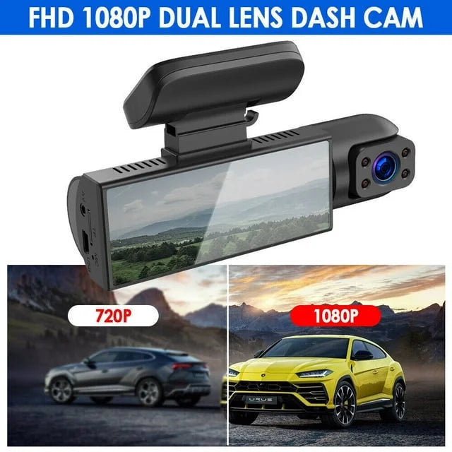 Video Xhy DVR Car 1080P or Night Cam Motion G-Sensor, Driving Dash Dual Inside Front Vision Lens Detection Camera HD Recorder
