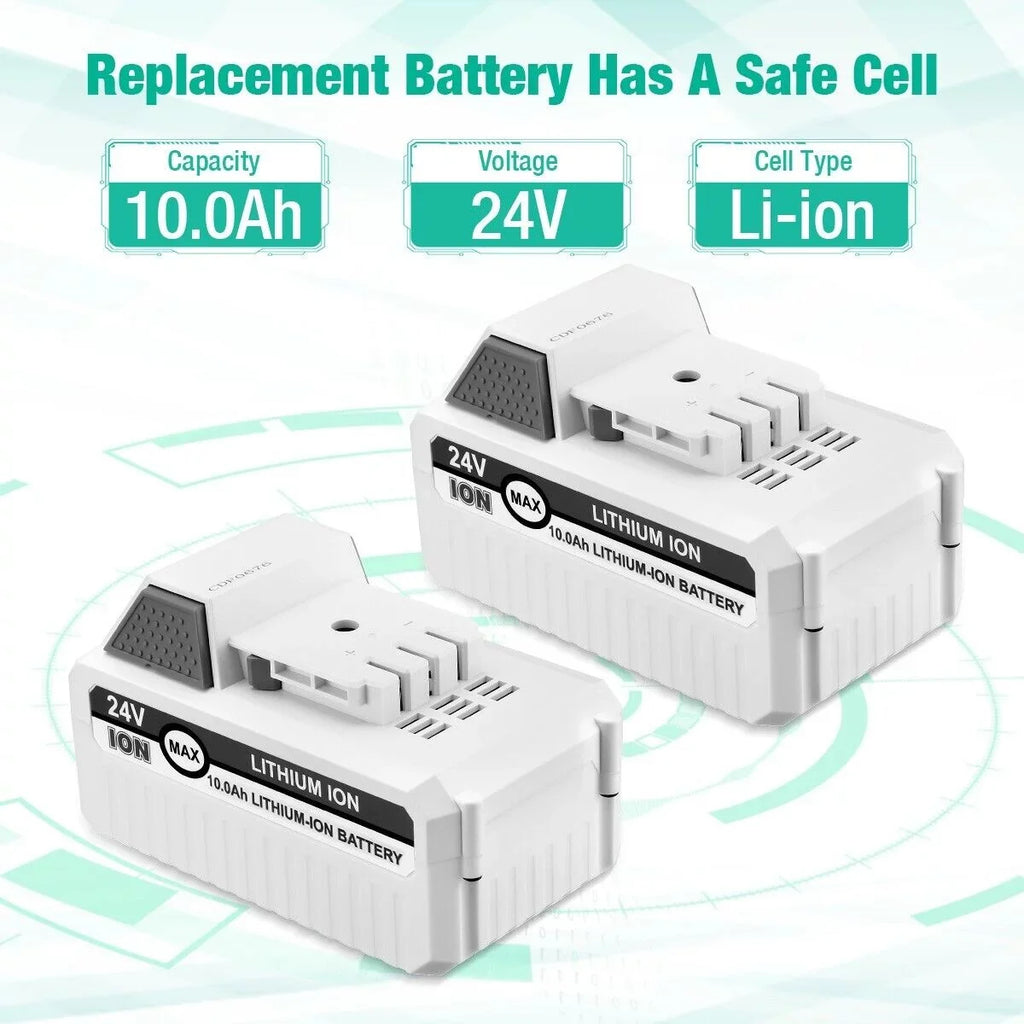 2Packs Joe Joe iON+ 24VBAT-LTE Blower Li-ion for Battery 24VBAT-LT 24V 10000mAh Battery All 24VBAT-LTW 24V Sun Snow Compatible with 24VBAT iON+ System for Joe and 24V-X2-SB18 Snow 24VBAT-LTX Cordless