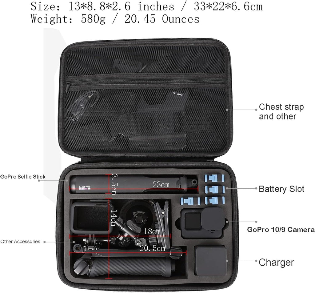 GoPro Bag for Case Compatible Shell Carrying Large with 12,11,10,9 Surface-Waterproof Camera,Hard Liner EVA PellKing