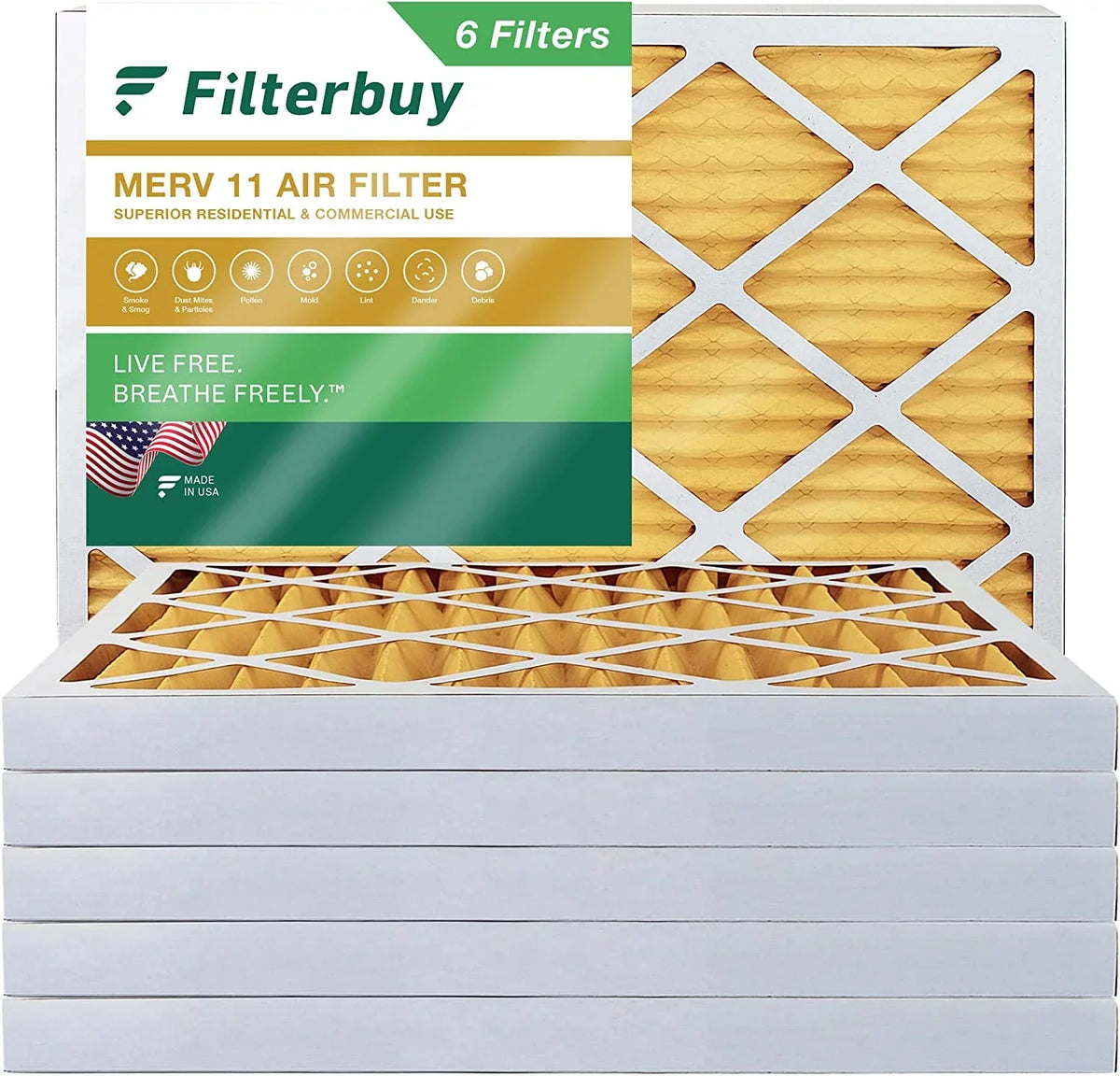 Filterbuy HVAC MERV Pleated 18x24x2 Filters (6-Pack) AC 11 Air Furnace