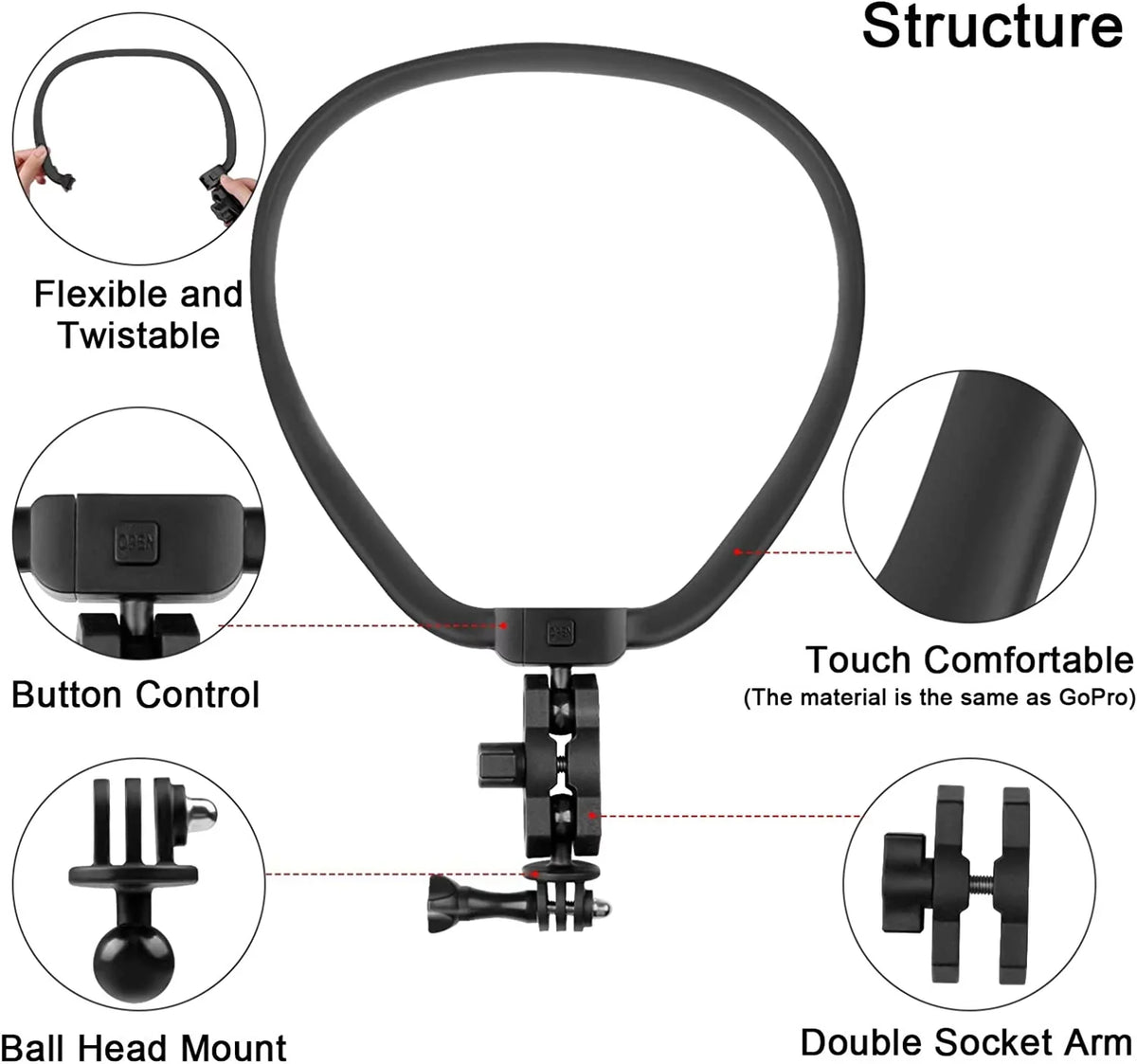 Smart for POV/VLOG DJI Action Mount Phone Chest Strap Taisioner GoPro AKASO Camera and Video Neck Smartphone Holder