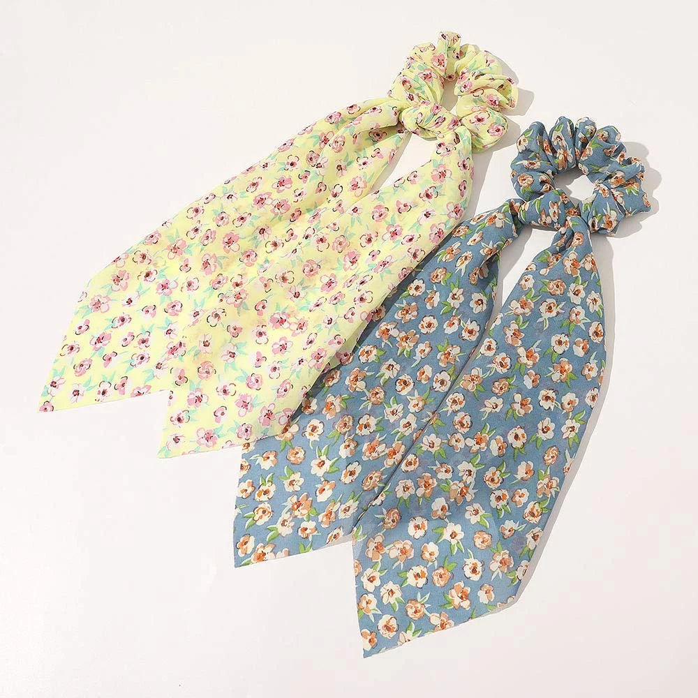 Packs Bowknot for Scrunchies, Dot Hair Scrunchy, Hair Satin Donut Daisy Ties Tails Silk Ponytail 3 Holder, Girls Elastics Long Flower Bands, Women Scarf (Style12) Polka Scarf Scarves, Hair