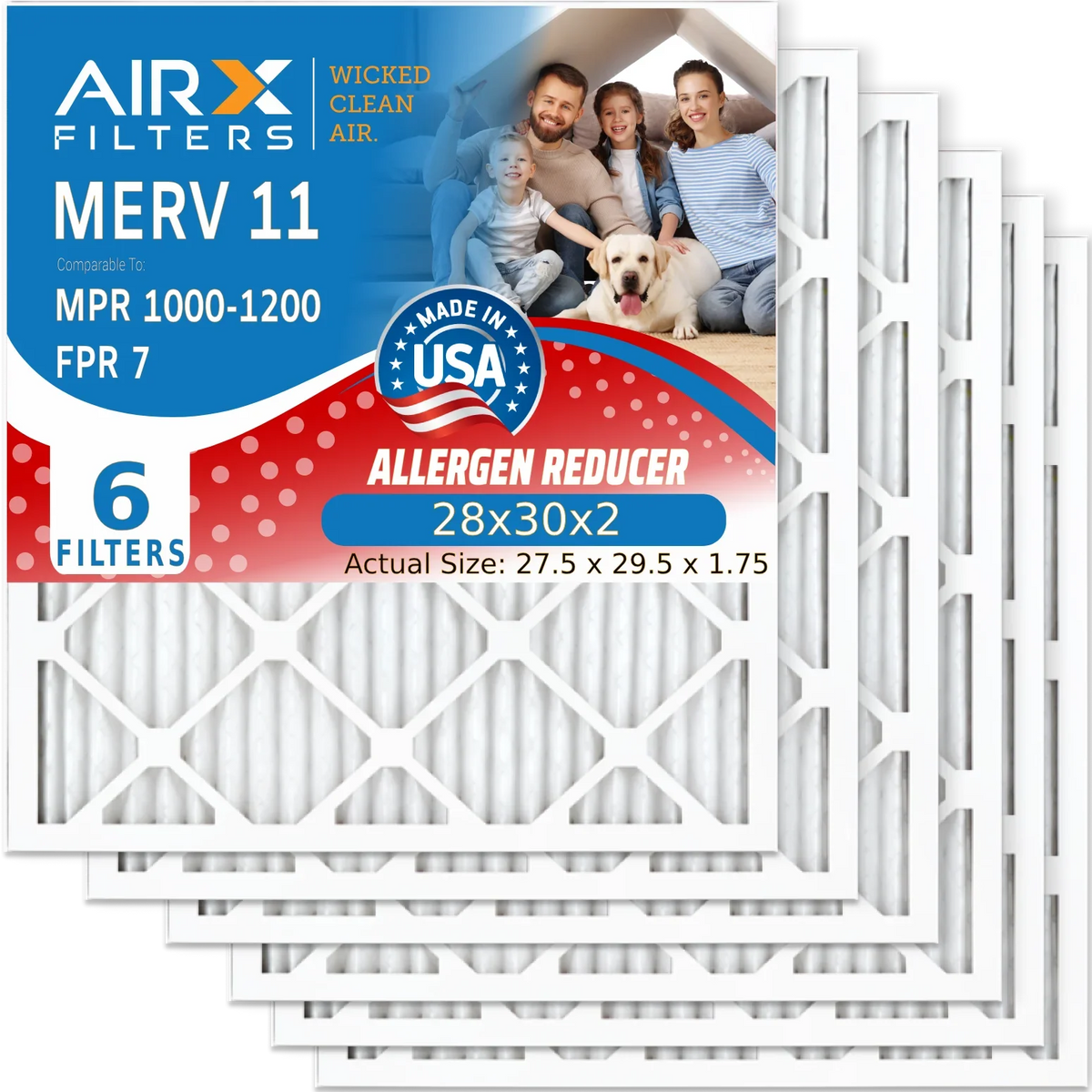 Filters Comparable MPR FILTERS Air 1200 Air HVAC MERV Filter FPR 1000, AIRX CLEAN & USA Electrostatic Pleated Furnace Pack to Premium 28x30x2 AIR. Made WICKED 11 Conditioner 28x30x2 by MPR 6 Filter 7