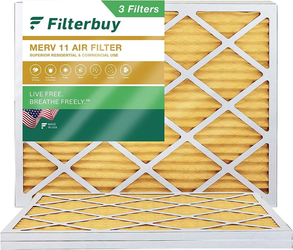 Filterbuy 16x21x1 Pleated Filters AC MERV 11 HVAC Furnace Air (3-Pack)