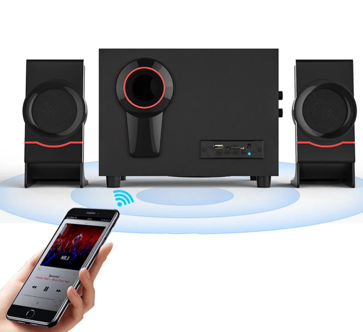 Subwoofer, HiFi Classic for Music Retro 4.2 Computer Speakers Bass PC/Laptop Wooden Wired Bluetooth Wood Mini Portable Speaker, Style Speaker USB2.1 Vintage Desktop