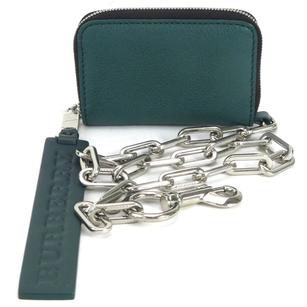 BURBERRY green metal Pre-Owned coin men's case (Good) leather Burberry /