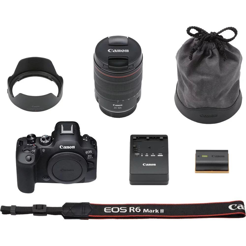 Mirrorless f/4 Charger + Corel + + Card x R6 + More LPE6 with Battery II Card + EOS Photo Software 2 Camera + + Memory 64GB LED Lens + Reader Light Mark Canon Case 24-105mm External (5666C011)