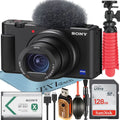 ZV-1F + 128GB with Memory Camera (Black) Vlogging Sony Accessory Card ZeeTech SanDisk Bundle