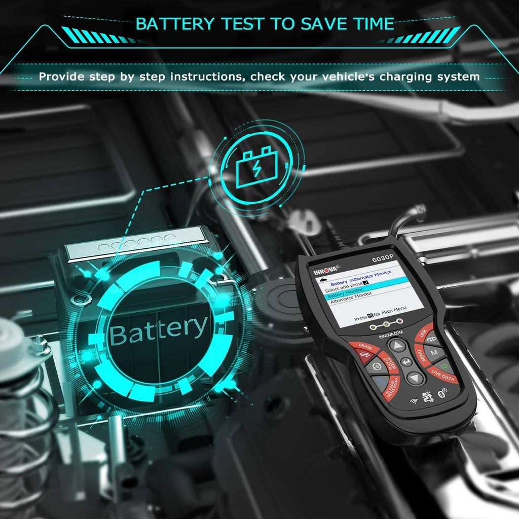 INNOVA Full Diagnostic Turn Scanner Modes Battery OBD Tool Analyzer Scan Check ABS off Reader MIL OBDII Test Automotive Automotive 12V Engine Code Scanner 6030P Scanner OBD2 EOBD for Alternator Car