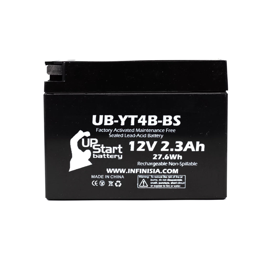 '- Replacement 2012 2.3Ah, Battery 12V, Activated, Battery Yamaha UB-YT4B-BS UpStart Factory Maintenance Free, for SR400 Motorcycle 400CC (FI) 4-Pack